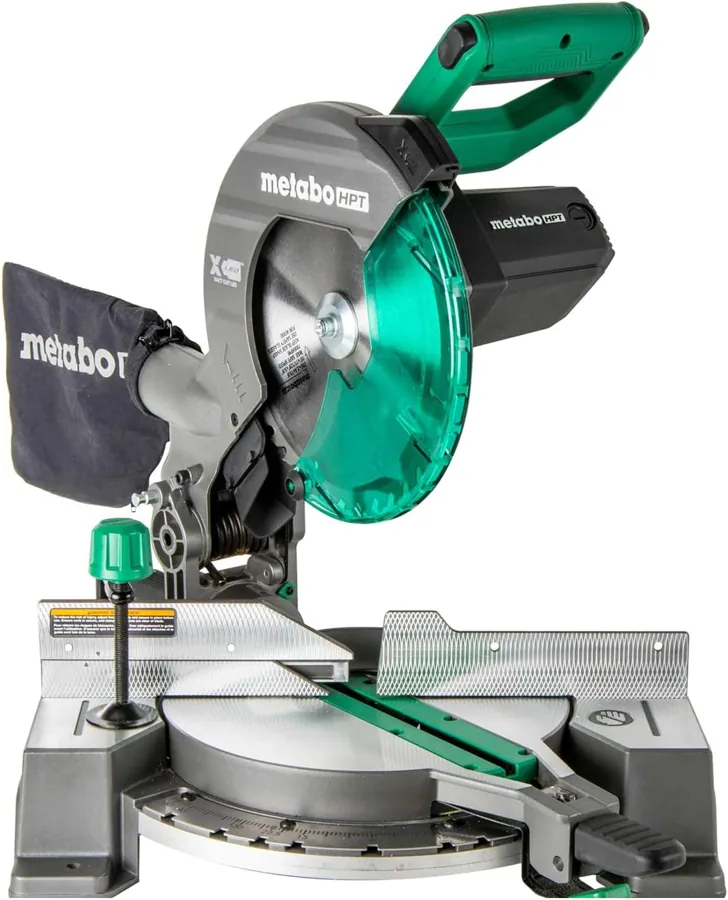 Amazon product photo of Metabo HPT 10-Inch Compound Miter Saw, 15-Amp, Single Bevel, C10FCG2