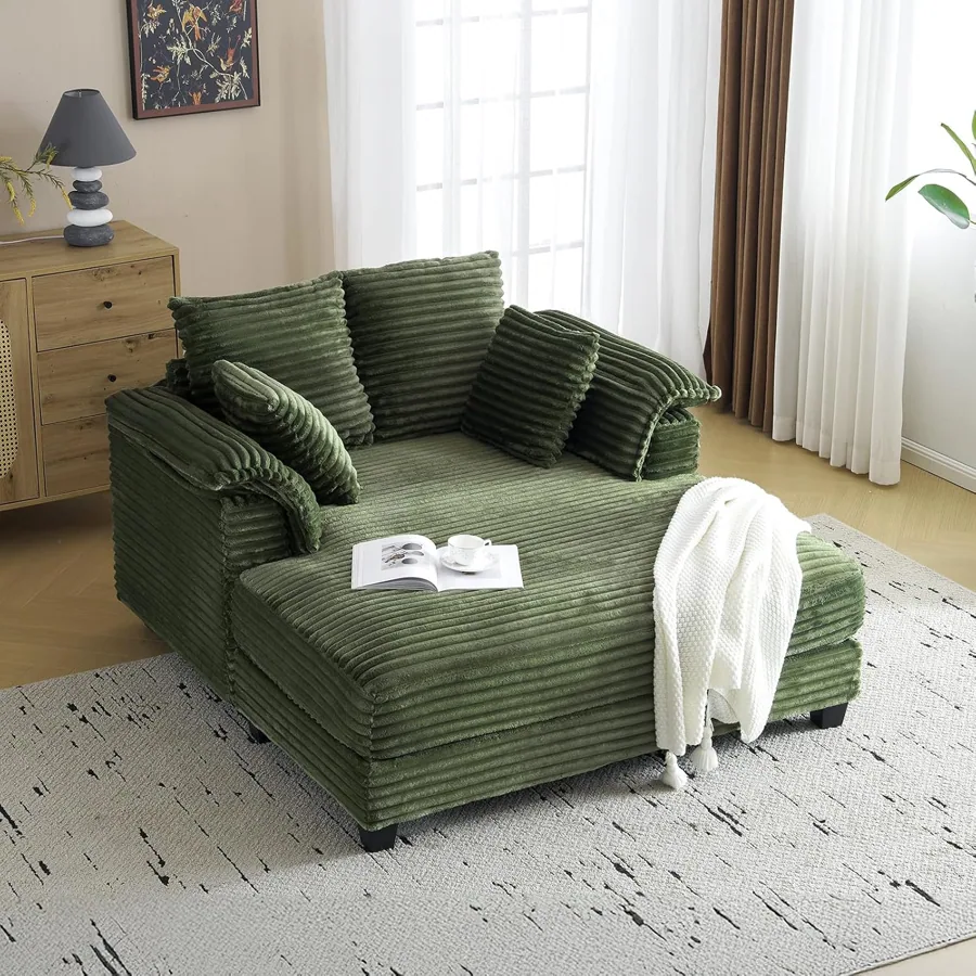 Amazon product photo of VINGLI 56" Wide Oversized Chaise Lounge Chair with Plush Padded Armrests