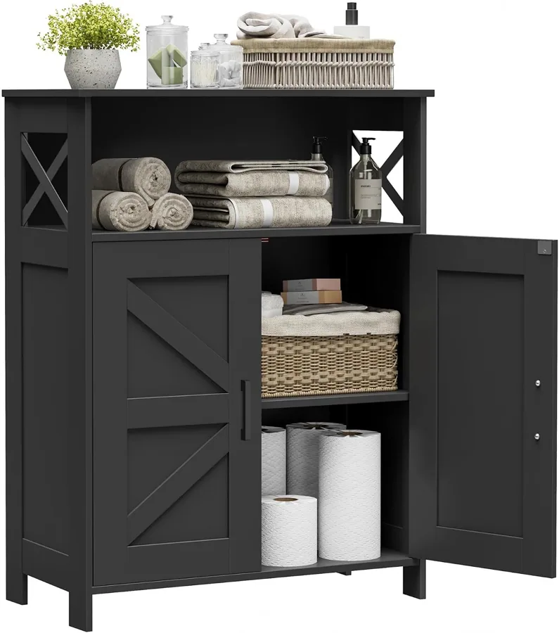 Amazon product photo of Homhedy Farmhouse Bathroom Storage Cabinet with Doors, Small Floor Cabinet