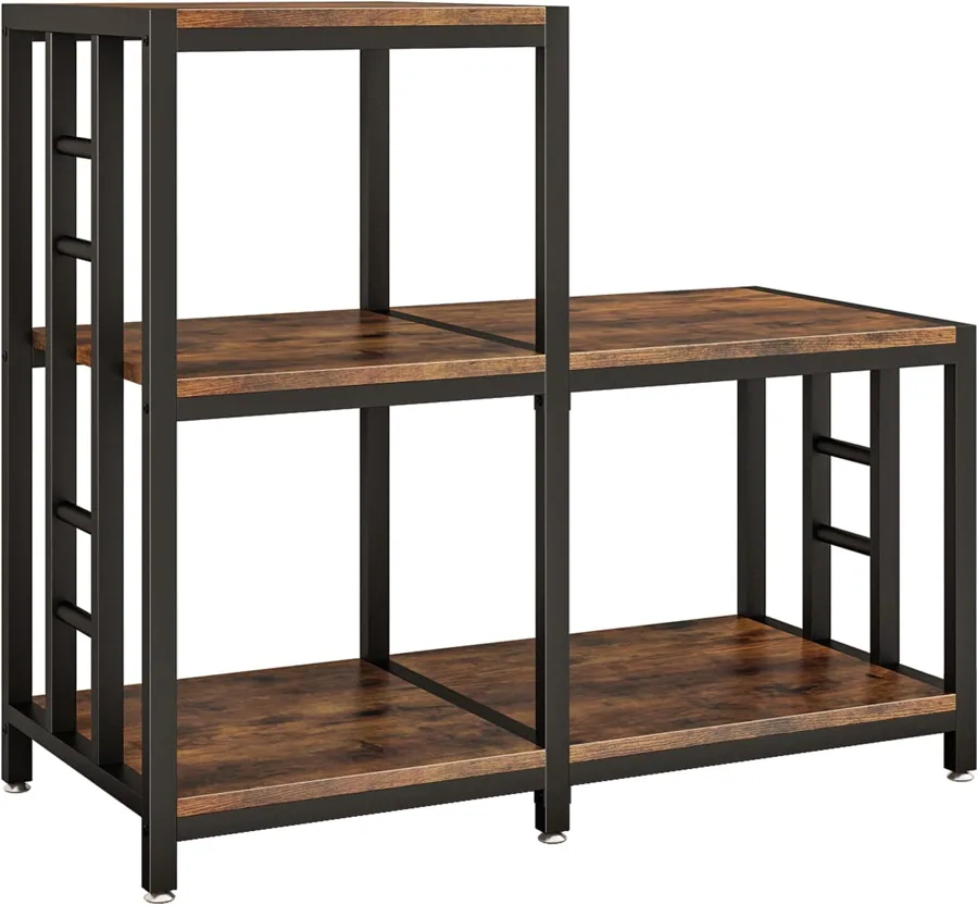 Amazon product photo of METYERRY 5-Tier Mini Fridge Stand, Bakers Rack with Storage,Multi-Purpose Microwave Stand,Mini Fridge Cabinet,Mini Fridge Shelf for Office,Kitchen,Living Room,Coffee Bar,Rustic Brown