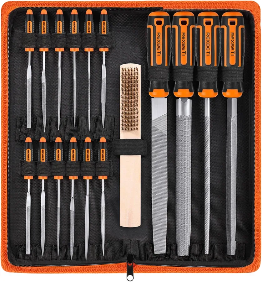 Amazon product photo of REXBETI 25Pcs Metal File Set, Tool Sharpening, Woodworking, Finishing File