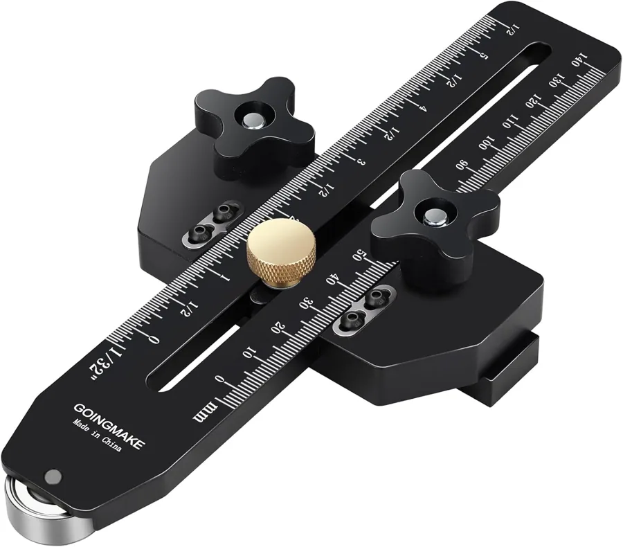 Amazon product photo of GOINGMAKE Thin Rip Jig Table Saw Jig Guide for Making Repetitive Narrow Thin Strip Cuts Woodworking Tools Fast Thin Ripping Guide for Table Saw Band Saw Router Table Fits for 3/8" x 3/4" T Slot