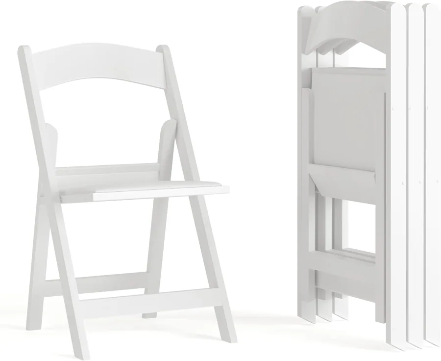 Amazon product photo of Flash Furniture Hercules Series Folding Chair - White Resin - Set of 4, 800LB Weight Capacity, Comfortable, Light Weight